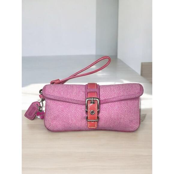 Vintage Coach 1408 Hamptons Herringbone Wool Satchel & FS5878 Wristlet - Picture 7 of 16